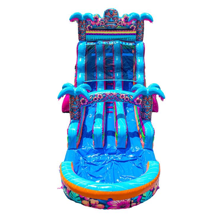 18' Dual Lane Hawaiian Hibiscus Water Slide