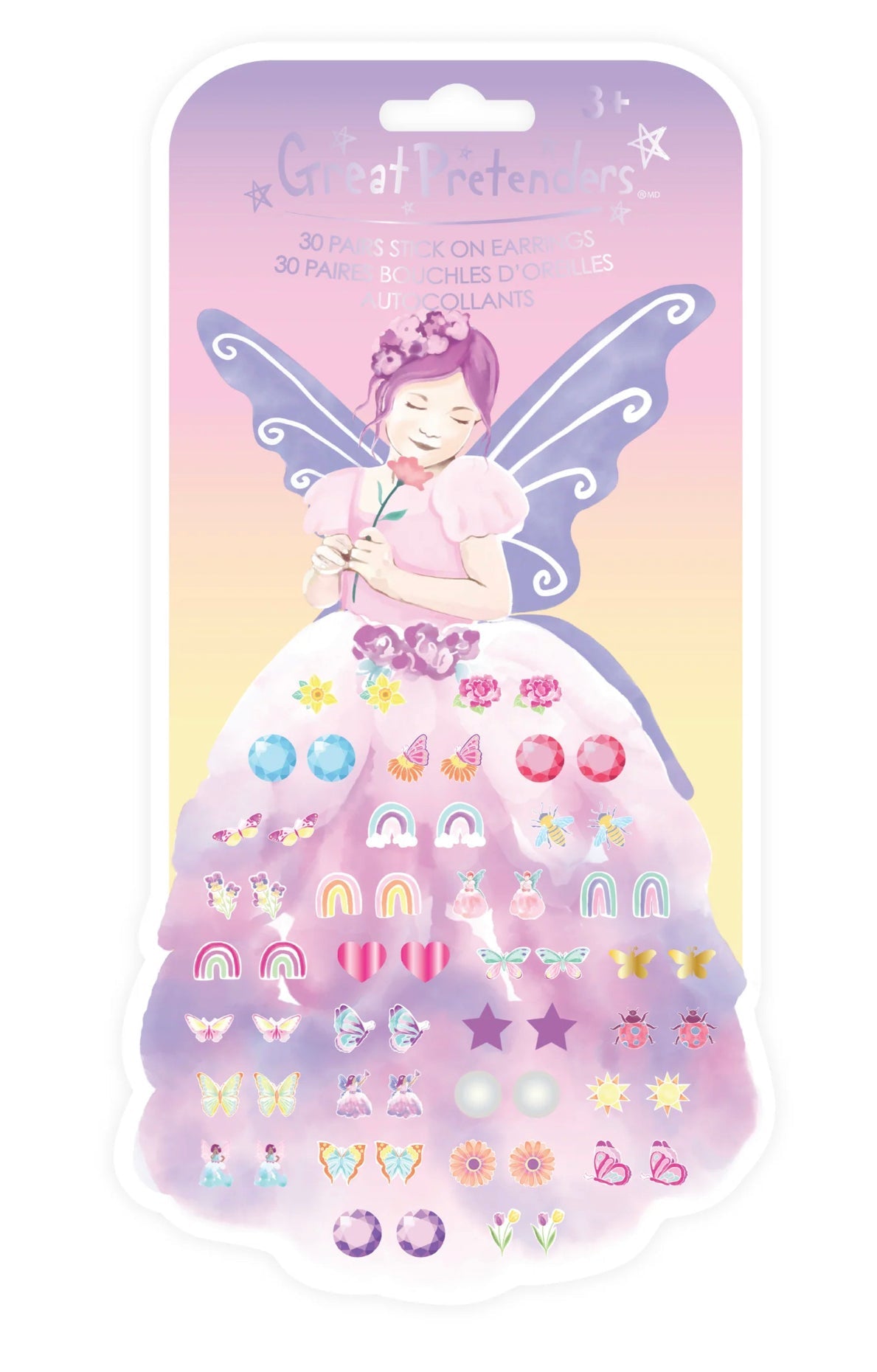 Fairy Stick on Earrings - Purple Wings
