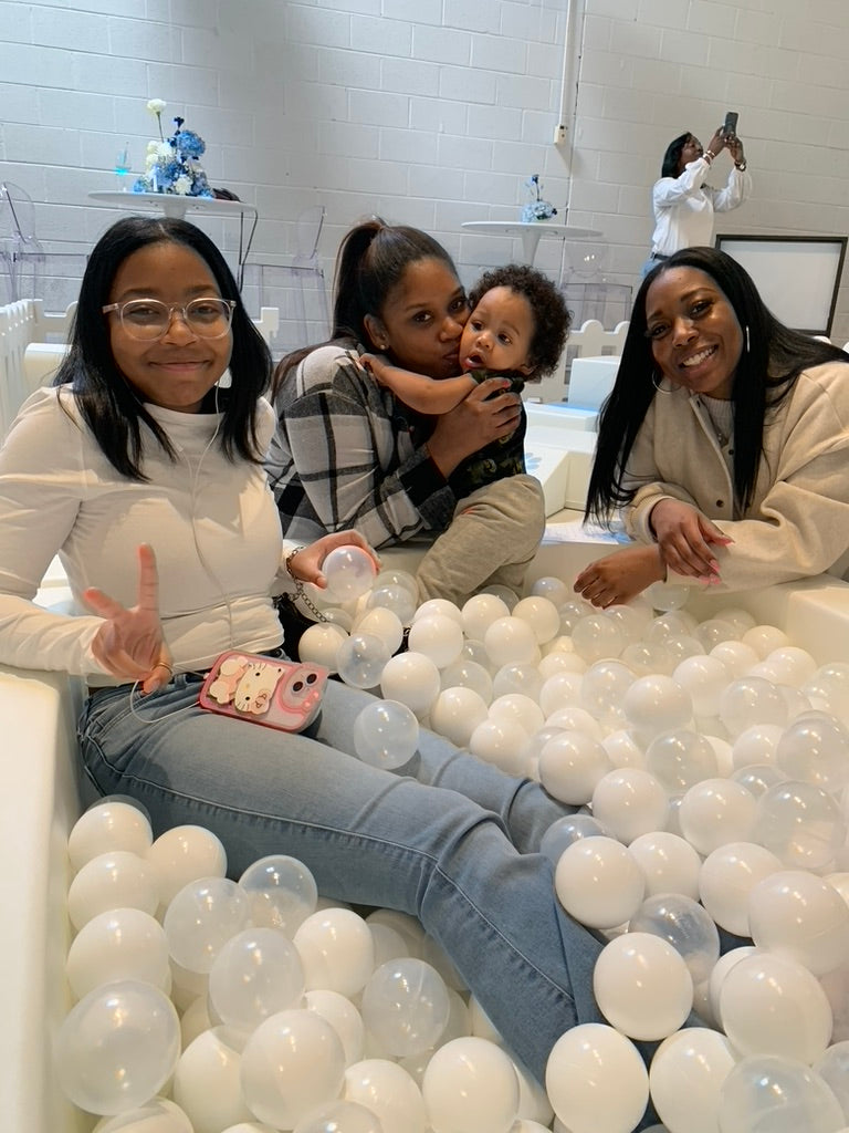 Family in toddler ball pit rental in Atlanta