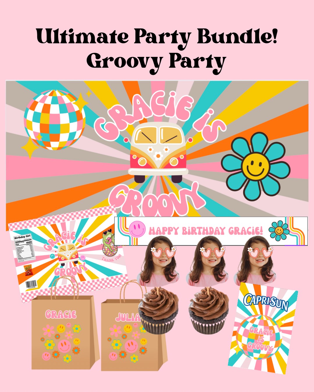 Custom Groovy Themed Banner Atlanta | Confetti Jar