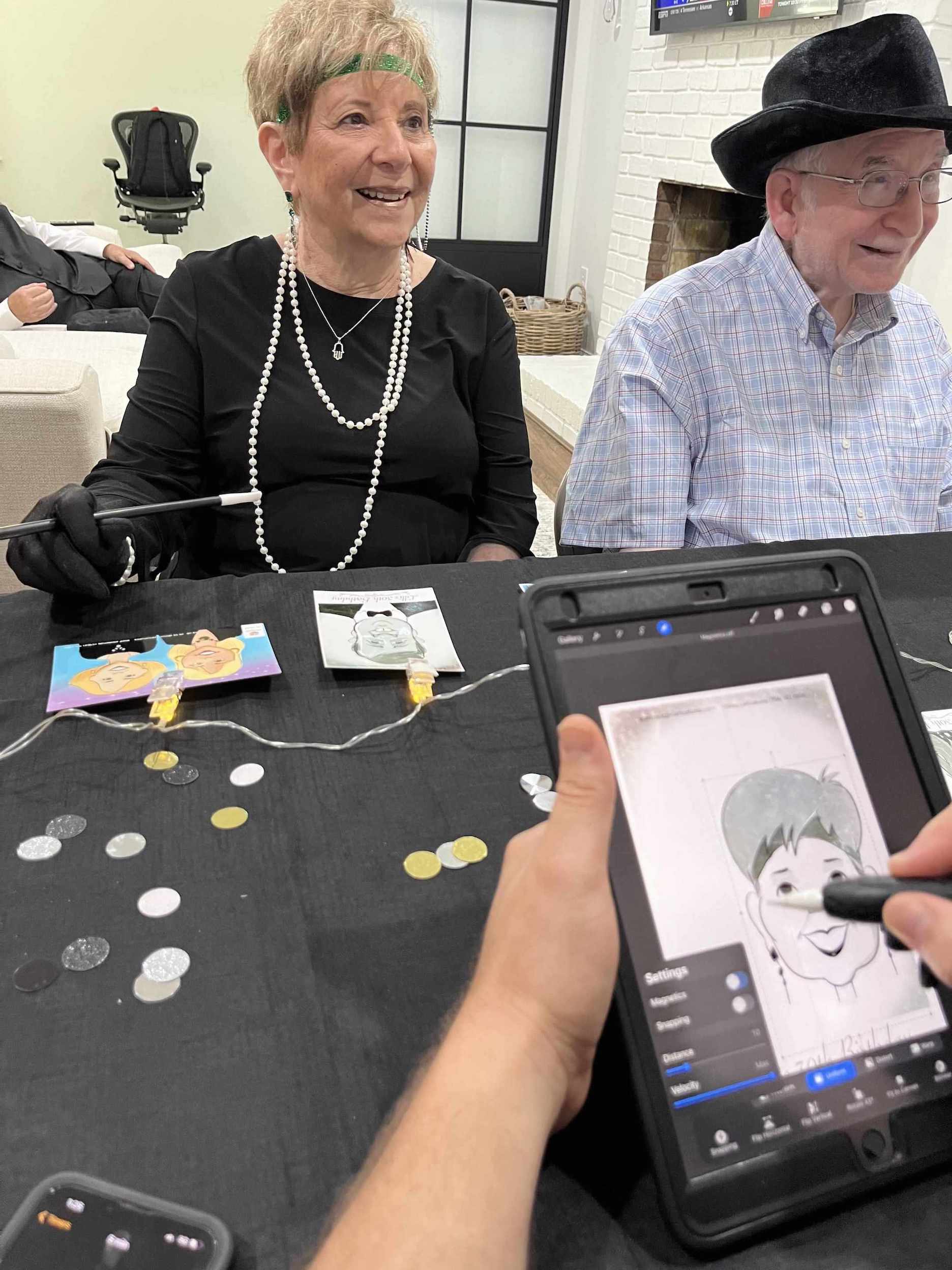 Person drawing digital caricatures in Atlanta.