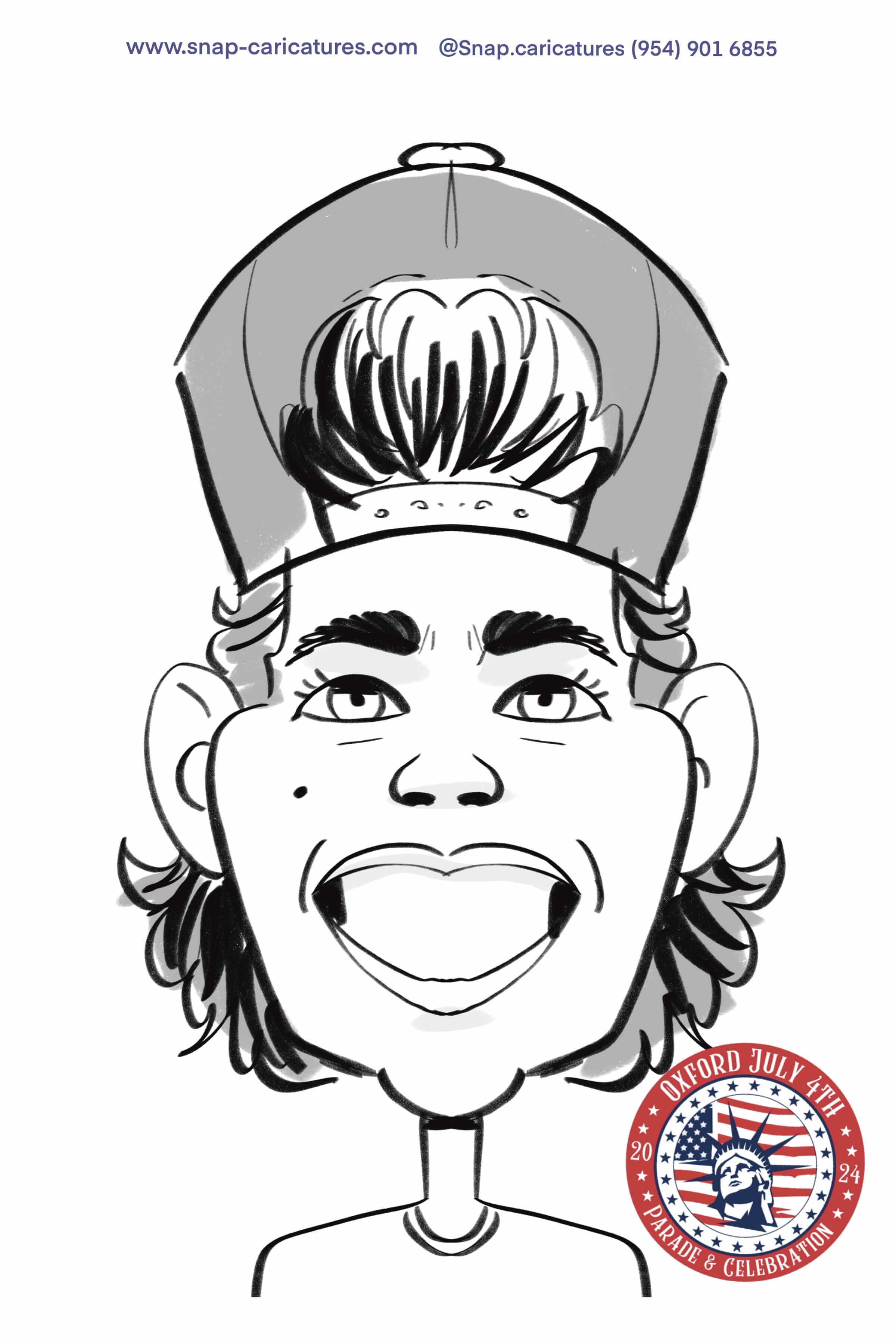 Caricature artist drawing at a live event in Atlanta.