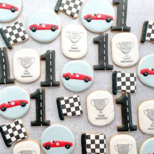 Fast One Vintage Race Car Birthday Cookies