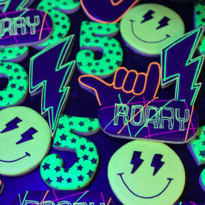 Glow Party Birthday Cookies for Kids | Custom Neon Sugar Cookies