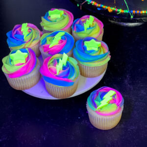 Glow Party Cupcakes | Neon Blacklight Birthday Cupcakes for Kids