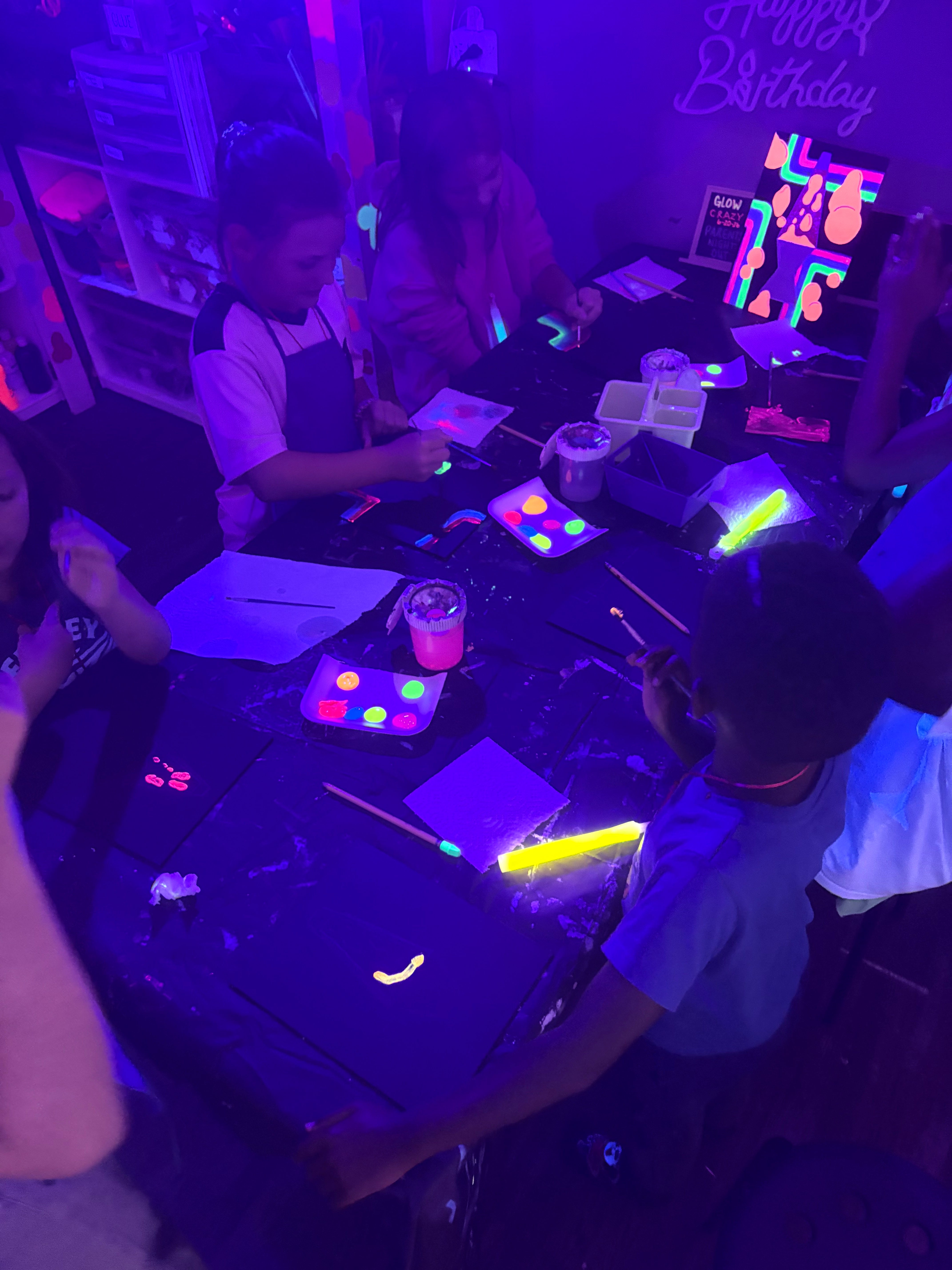 Glow Themed Art Party with Glowing Treats