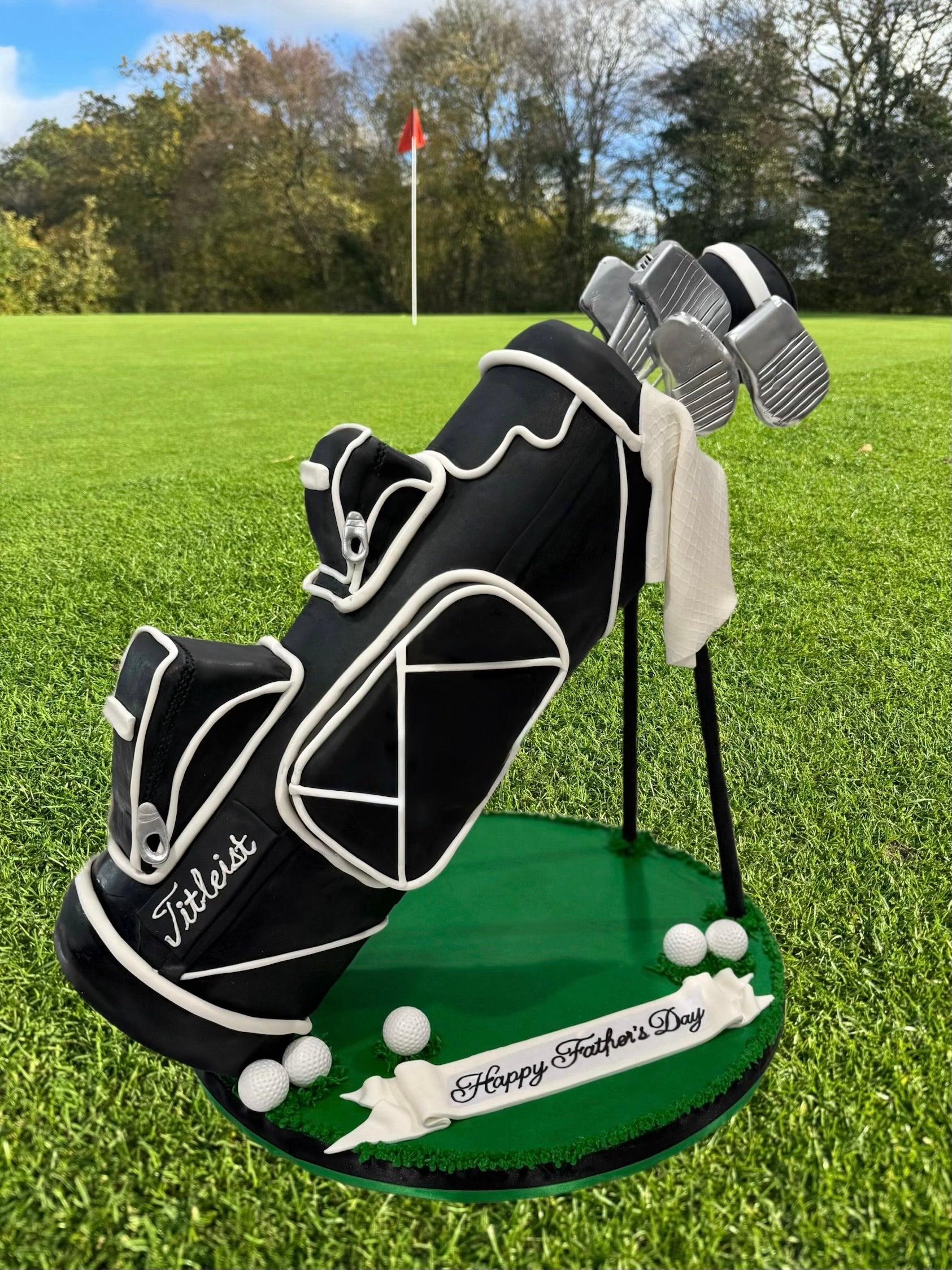 Gravity Defining Golf Bag Cake