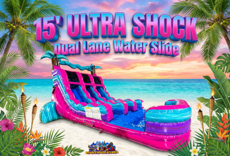 15' Dual Lane Ultra Shock Inflatable Water Slide Rental