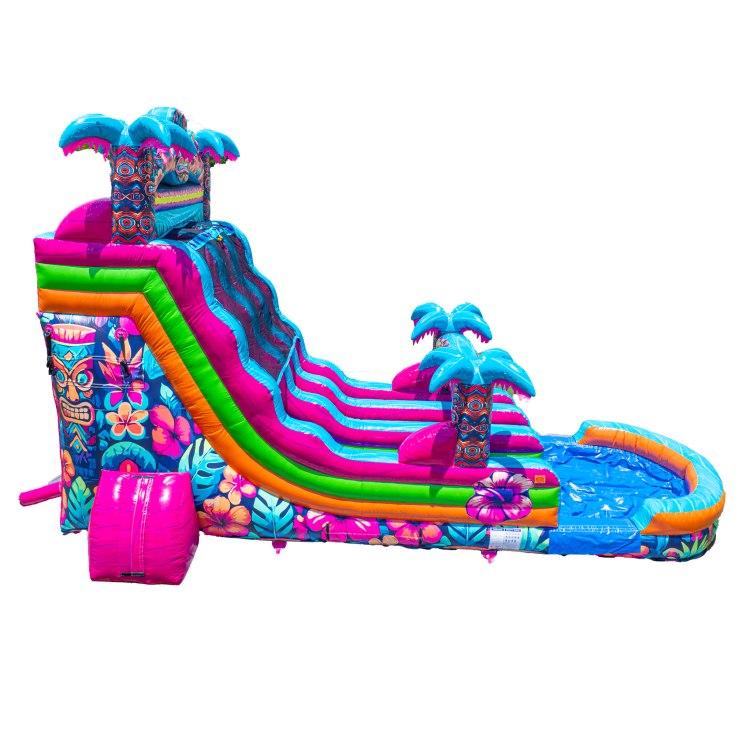 18' Dual Lane Hawaiian Hibiscus Water Slide