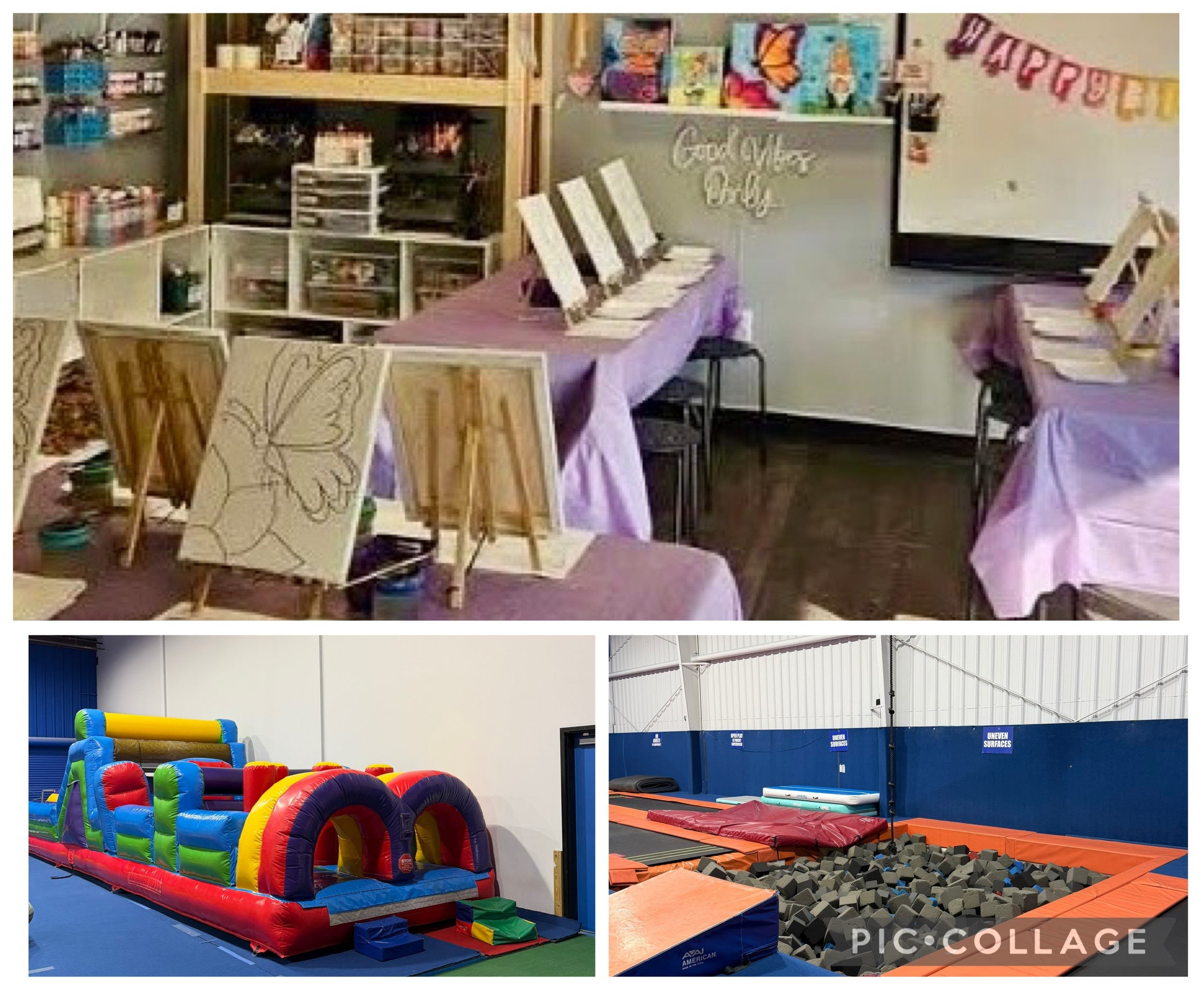 Let's Jump and Create! This party package offers CK gym time and custom studio time for your event.