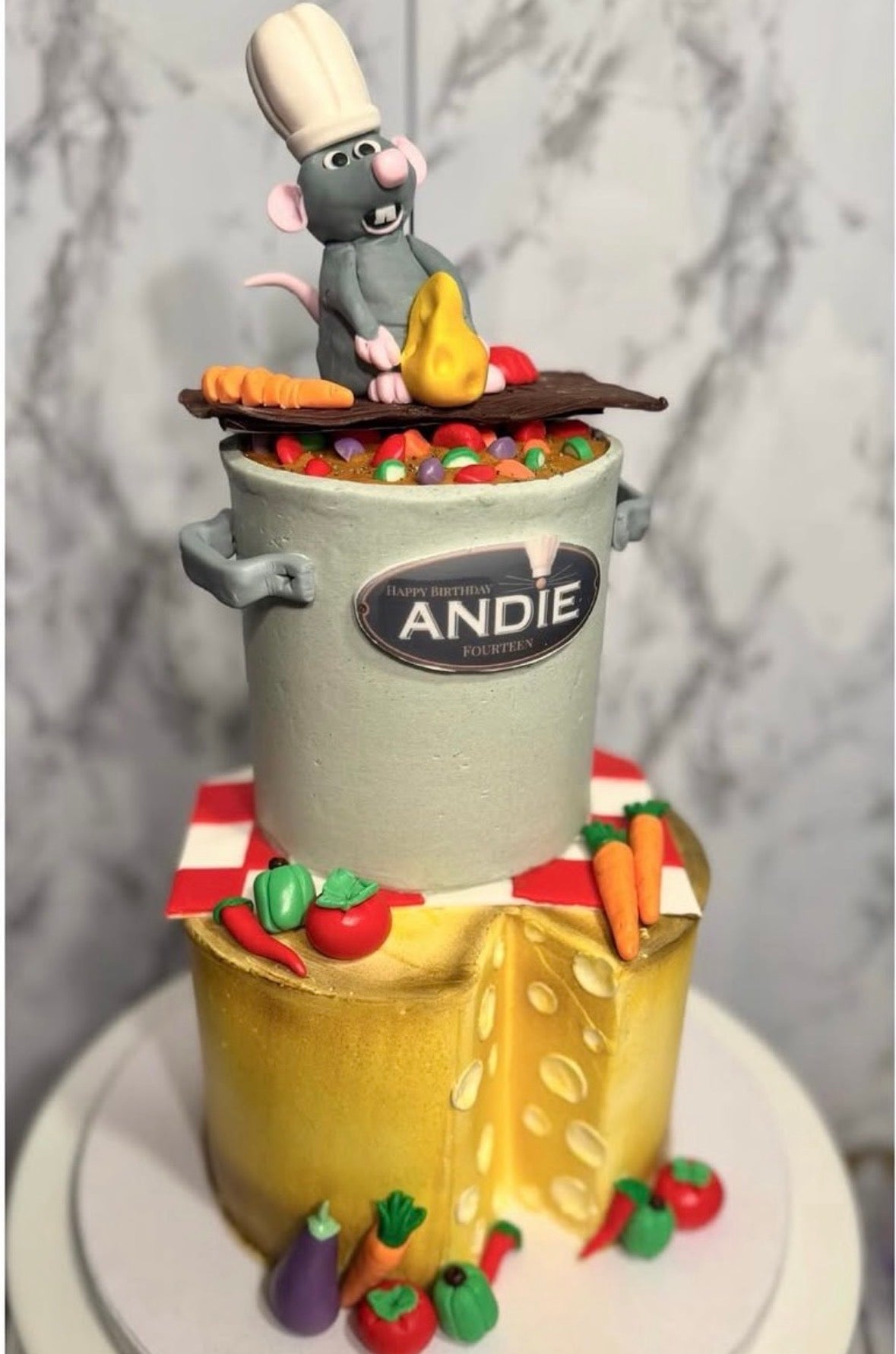 Two-Tier Custom Birthday Cake from The Purple Sprinkle