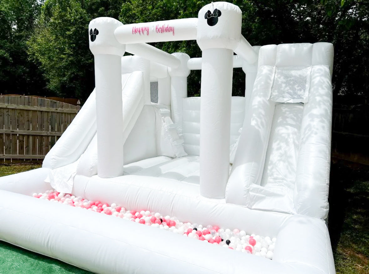 White Castle Combo Bounce House with Slides & Ball Pit