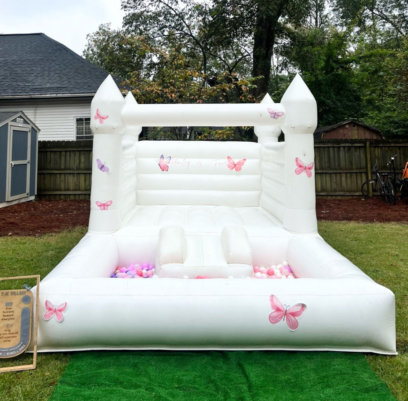 White Slide Castle Bounce House w/ Ball Pit