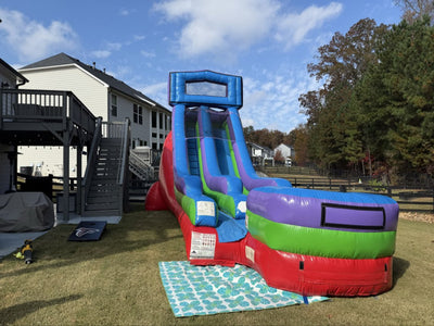 18' Retro Rainbow Dry Inflatable Slide Rental