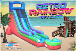 18' Retro Rainbow Dry Inflatable Slide Rental
