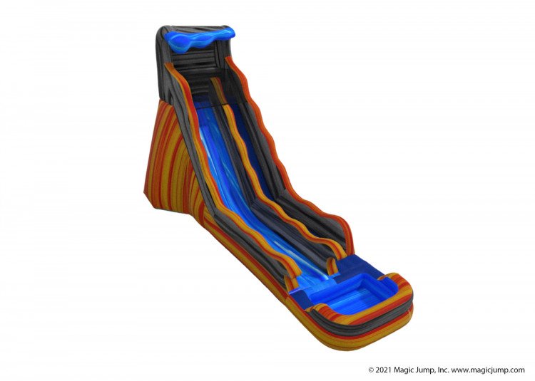 20' Flaming Volcano Dual Lane Inflatable Dry Slide