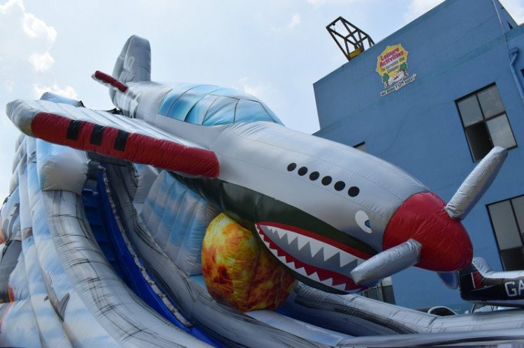 20' Shark Mouth Fighter Jet Dry Slide Inflatable Rental