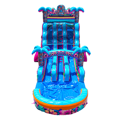 18' Dual Lane Hawaiian Hibiscus Water Slide