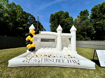 3-in-1 Combo White Bounce House Rental: Bounce House, Slide, and Ball Pit