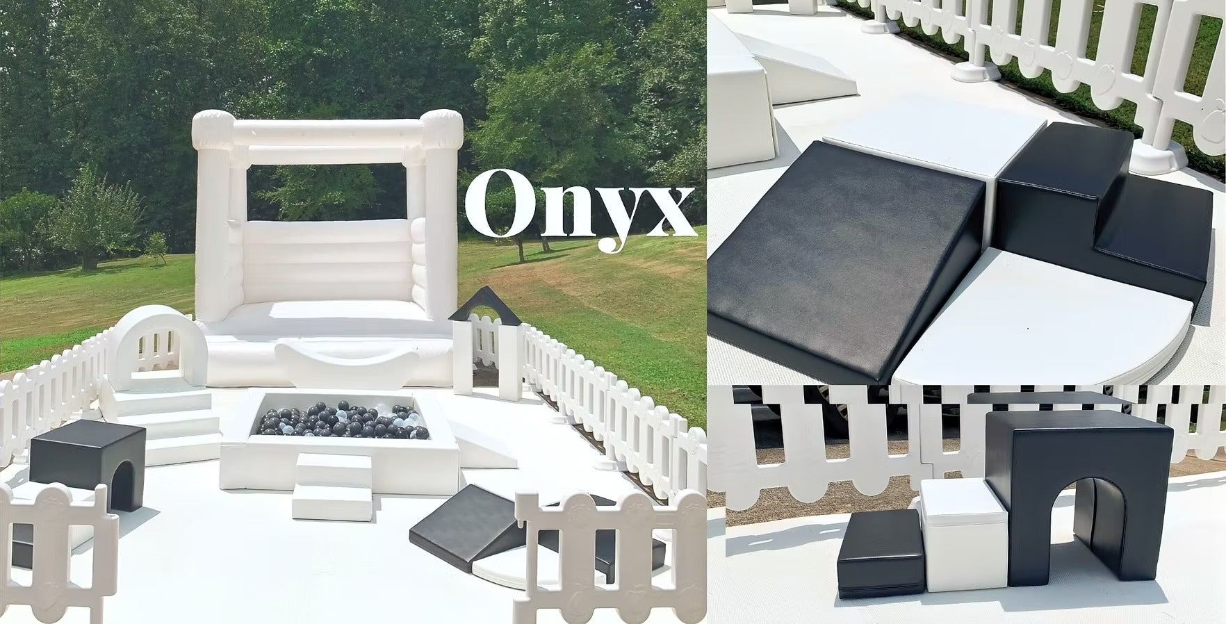 3-in-1 Combo White Bounce House Rental: Bounce House, Slide, and Ball Pit
