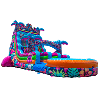 18' Dual Lane Hawaiian Hibiscus Water Slide