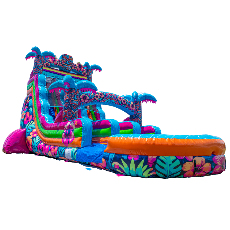 18' Dual Lane Hawaiian Hibiscus Water Slide