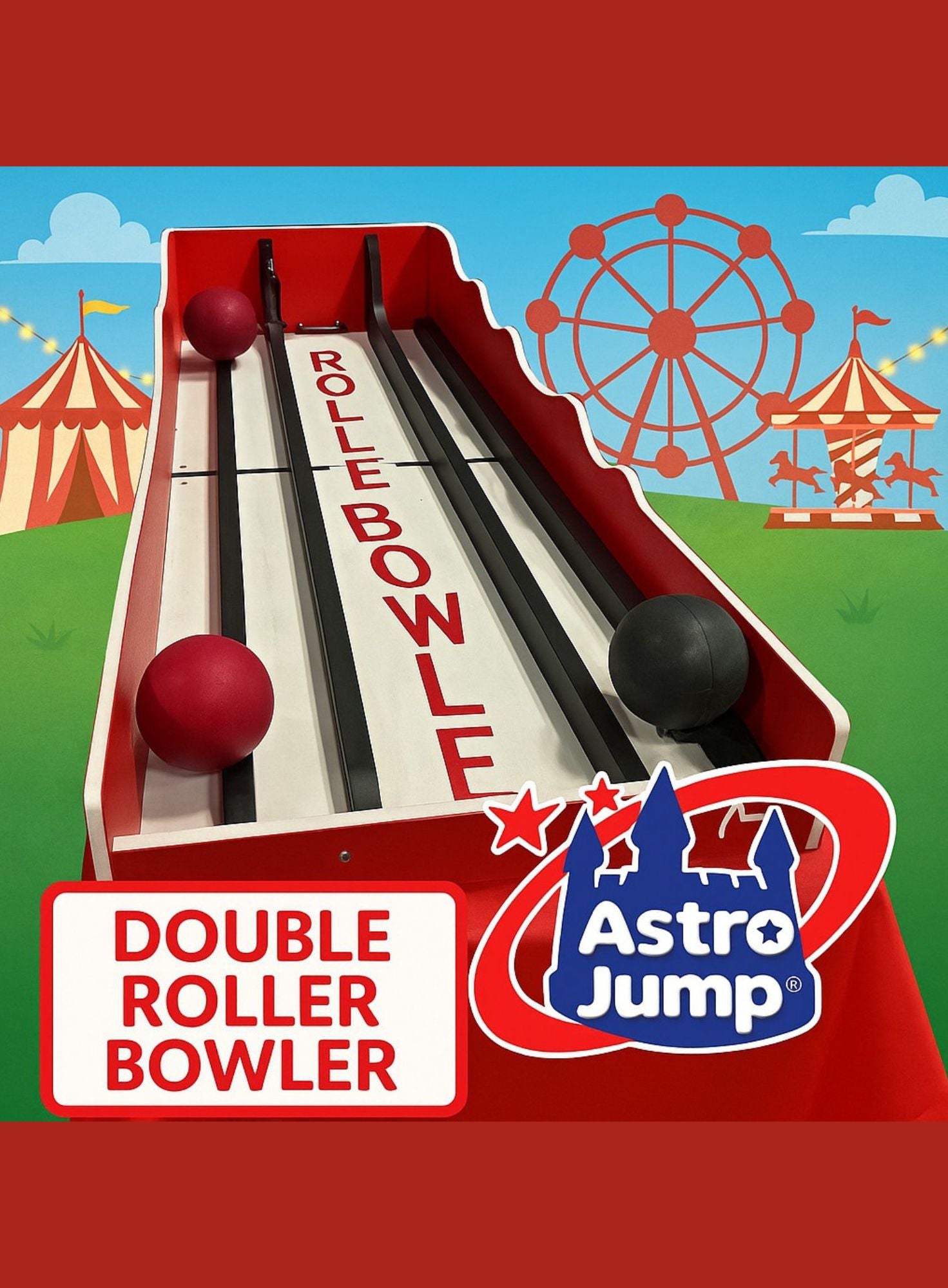 Double Roller Bowler game set with Astro Jump against a carnival background