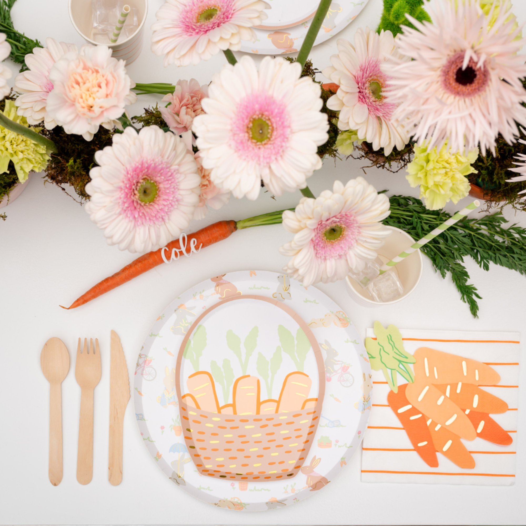 Bunnies In The Garden Carrot Bunch Large Napkins