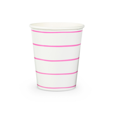 Cerise Frenchie Striped 9 oz Cups