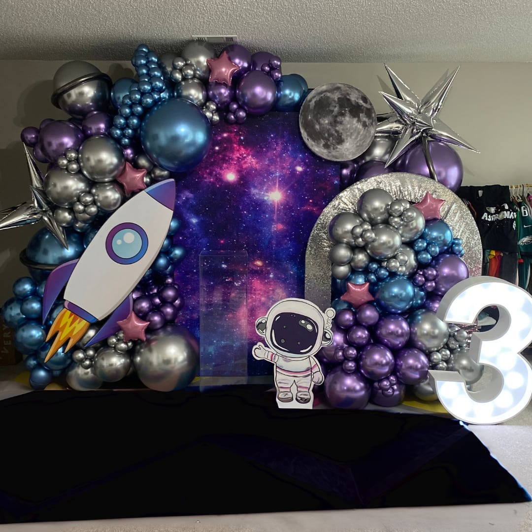 Space Themed Birthday Party Balloon Backdrop | Confetti Jar