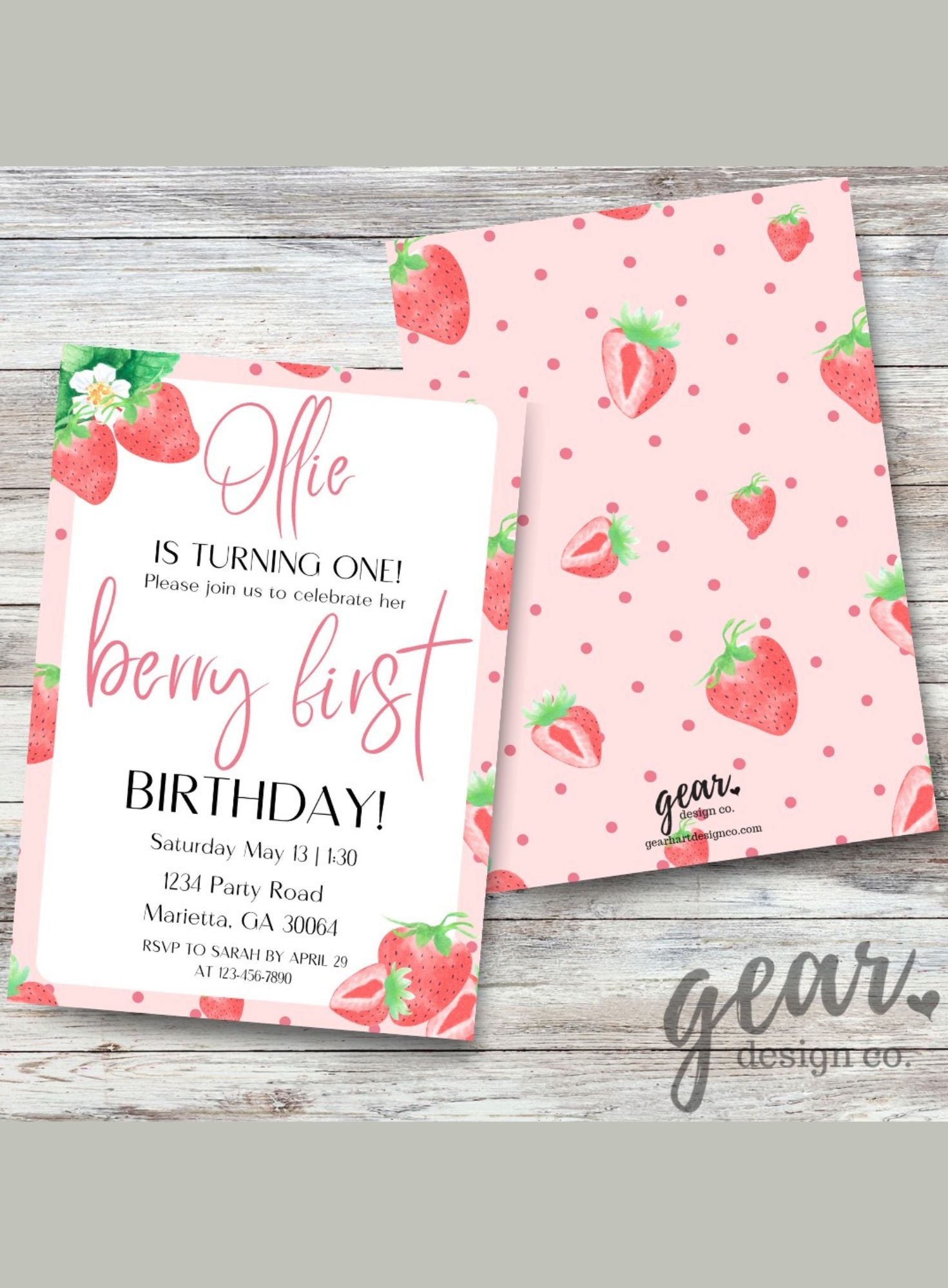 Strawberry Custom Themed Invitation Design Atlanta | Confetti Jar