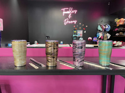 Resin Tumblers Designed at Hawaii Fluid Art Brookhaven | Confetti Jar