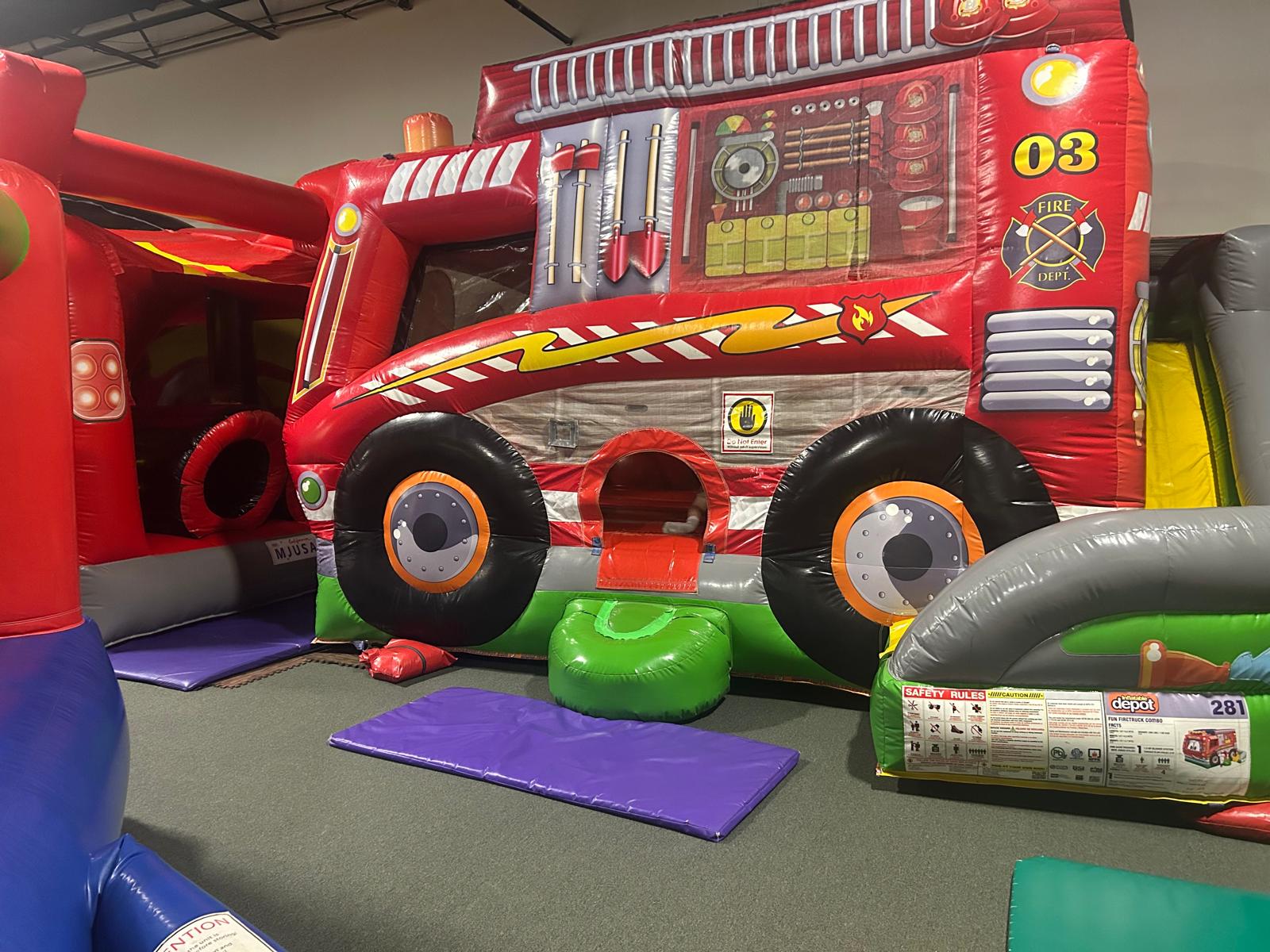 Hippo Hopp Fire Truck Inflatable | Confetti Jar