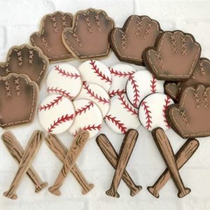 Baseball Bat, Glove and Ball Sugar Cookies