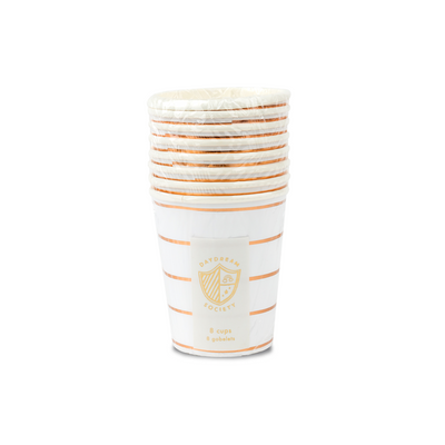 Rose Gold Frenchie Striped 9 oz Cups