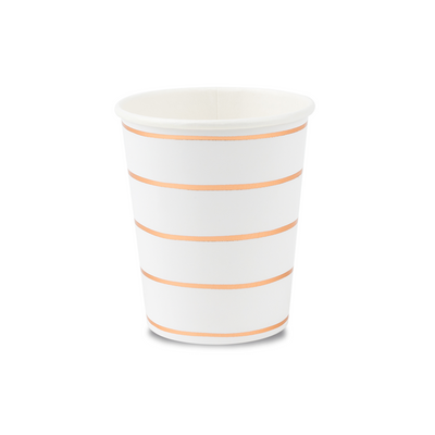 Rose Gold Frenchie Striped 9 oz Cups