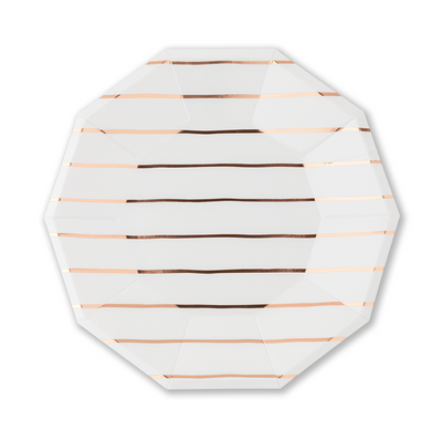 Rose Gold Frenchie Striped Large Plates