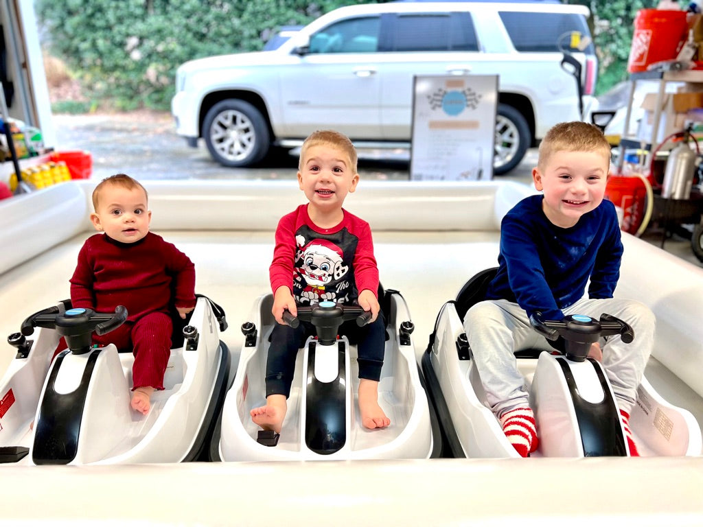 Toddler bumper cars at a kids birthday party in Atlanta