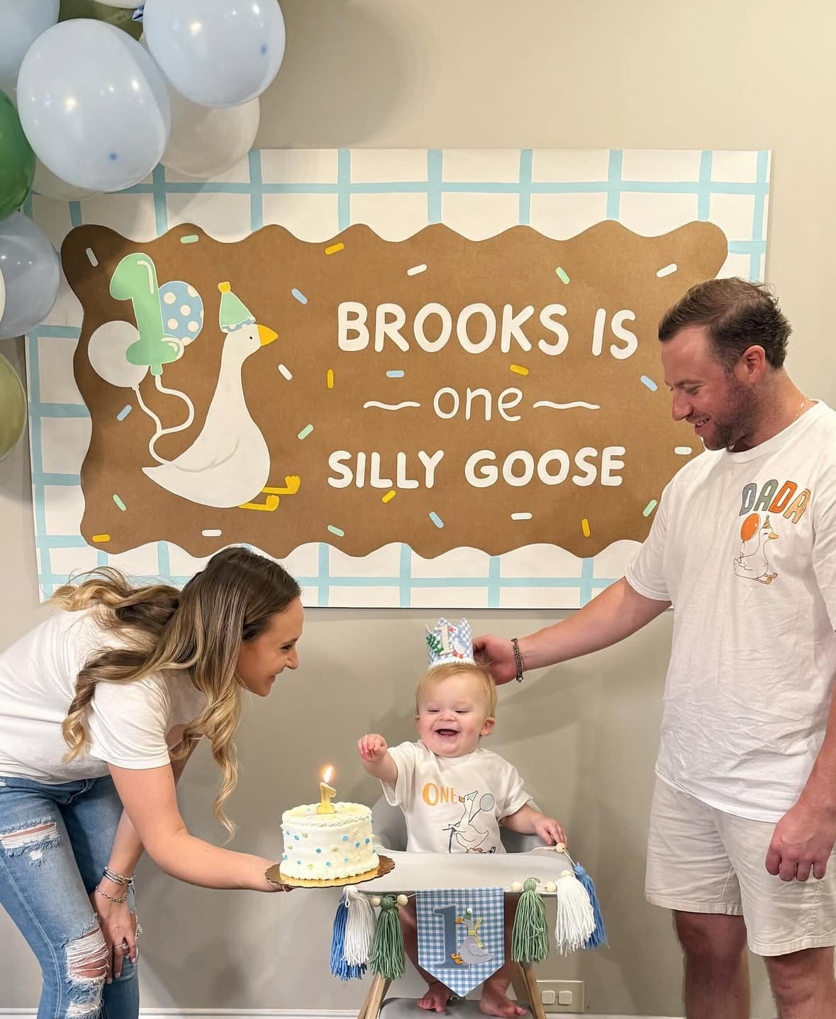 Custom hand-painted banner for first birthday party in Atlanta