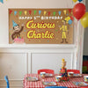 Custom hand-painted banner for 5th birthday party Curious George theme