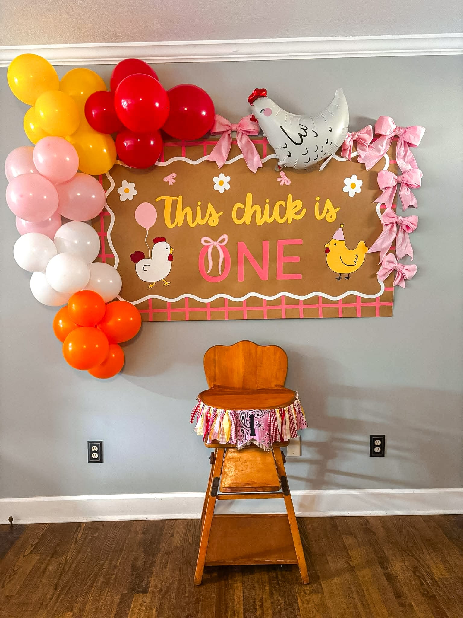 Custom hand-painted banner for first birthday party in Atlanta