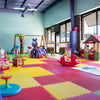 Colorful playroom with toys and children's furniture in Peachy Pals Playland Cartersville GA
