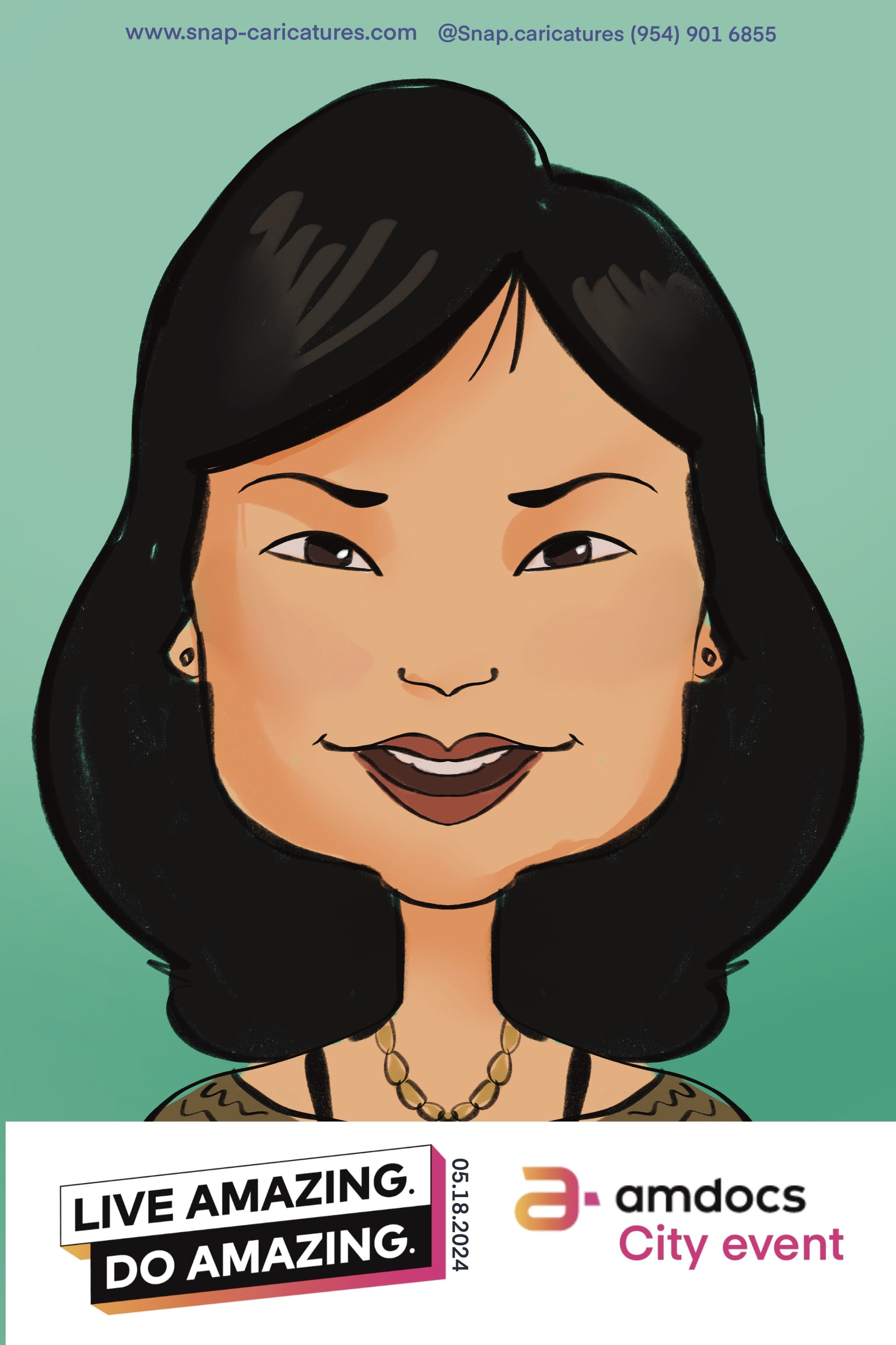 Digital caricature of a woman  in Atlanta.