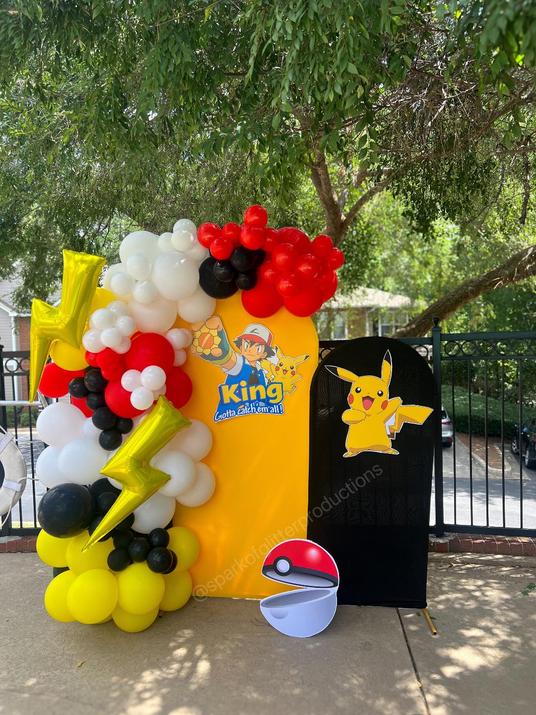Pokemon themed balloon backdrop for kids birthday party in Atlanta | Confetti Jar