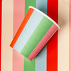 Pastel Striped Paper Cups (x12) | Colorful Retro Party Cups | Pop Party Supplies