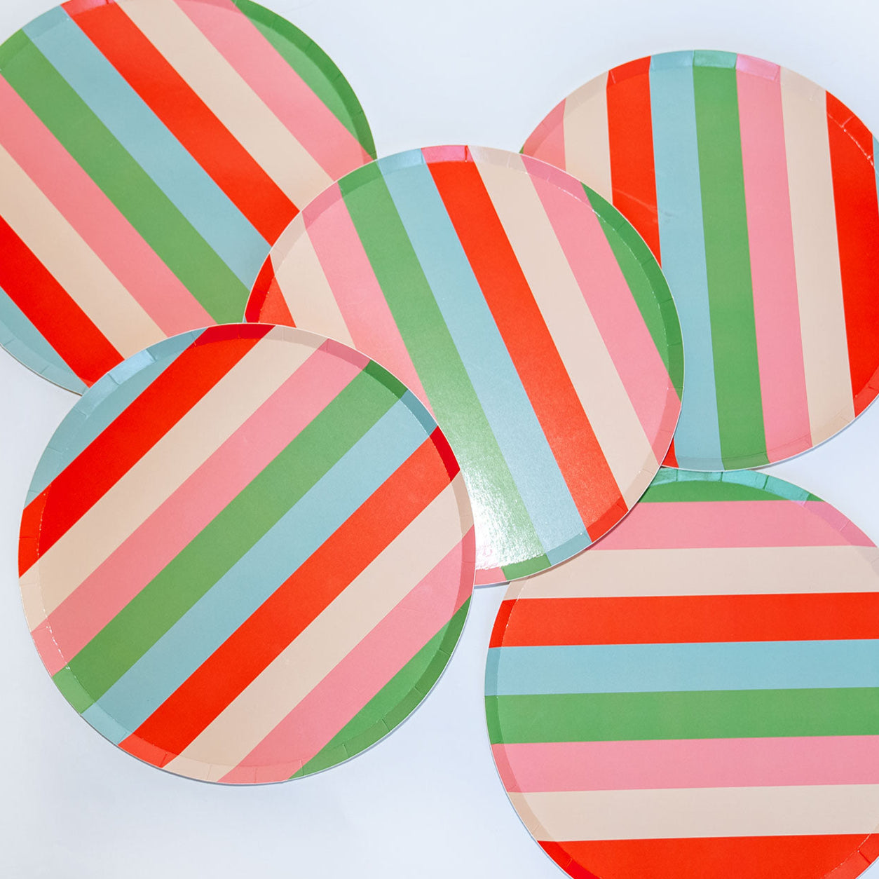 Striped Plates x12 Bright Bold Party Paper Plates Every Occasion