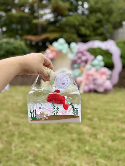 Clear party favor bag with goldfish for a birthday party in Atlanta.