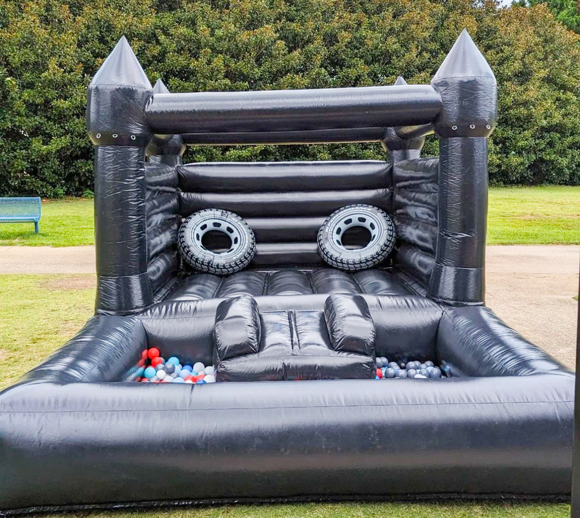 Black Slide Castle Bounce House w/ Ball Pit