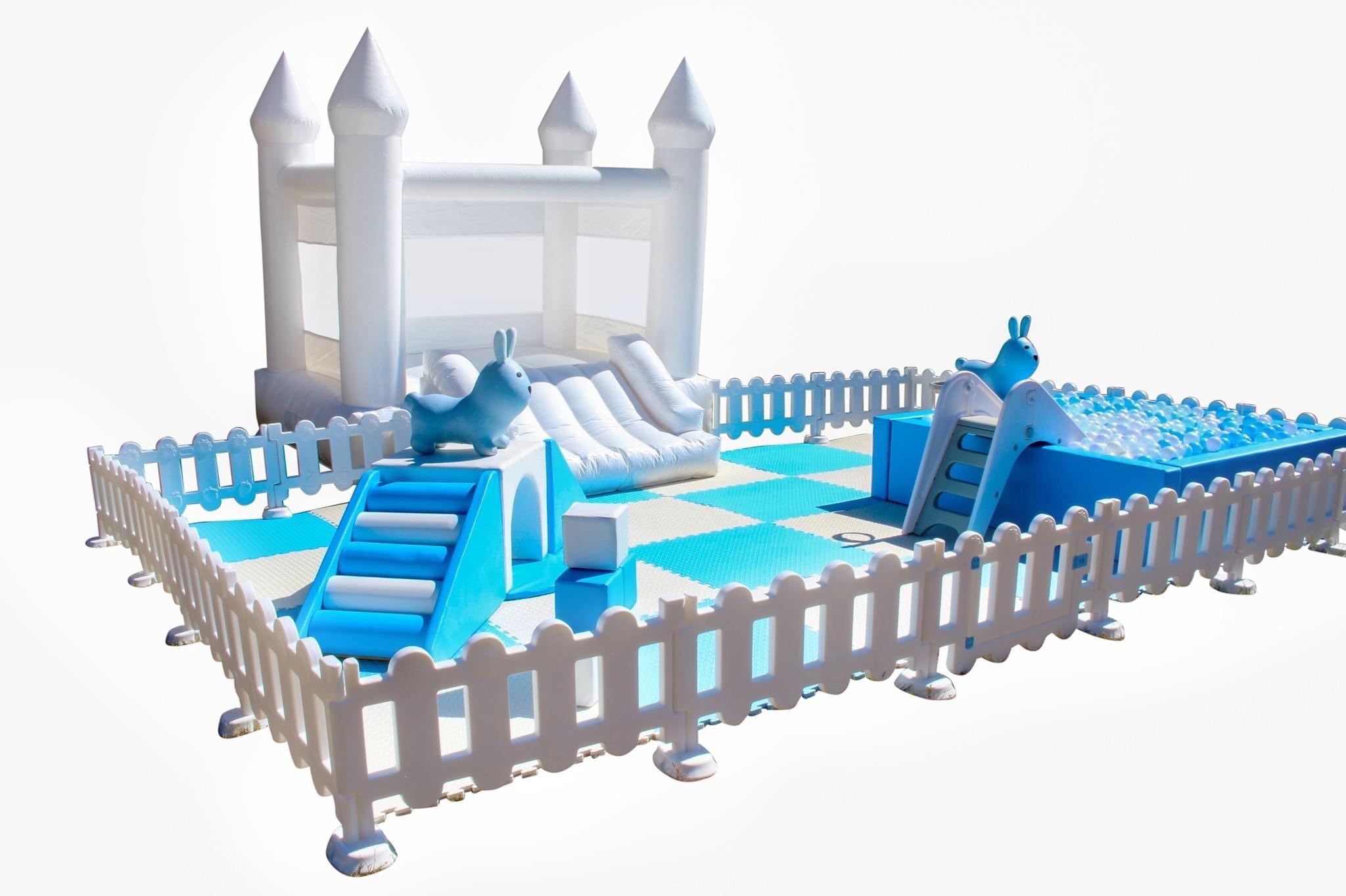 Blue Play Zone Combo Package w/ White Bounce House