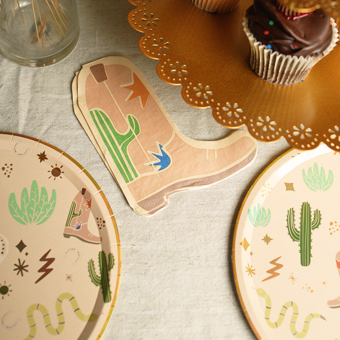 Western Boot Napkins – Cowboy Party Table Napkins (12-Pack)